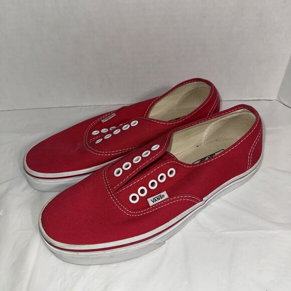 Vans Red Canvas Slip-On Shoes Mens Size 7 No Laces TB4R - Picture 1 of 7